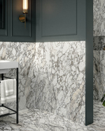 Picture of Lucia Arabescato Fluted Marble Effect Porcelain Tiles