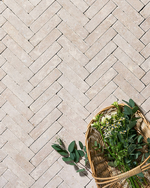 Picture of Dijon Tumbled Herringbone Limestone Cobbles